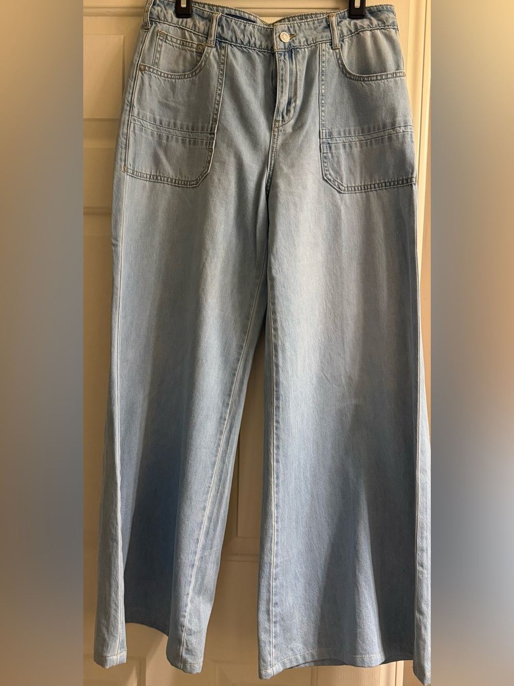 Pilcro by Anthropologie The Skipper High-Rise Wide-Leg Utility Jeans Light Wash